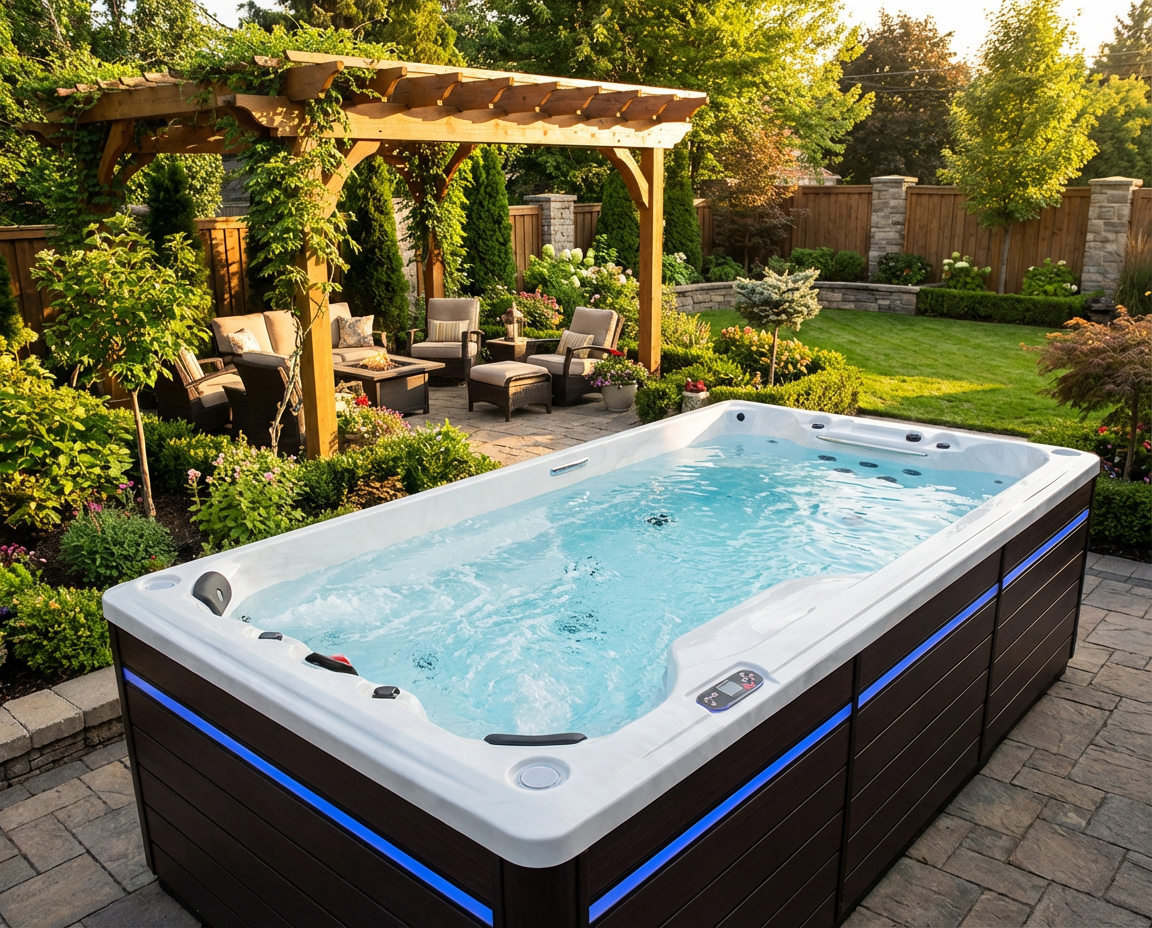 13ft Swim Spa 15HP-Jet XSPORT, 12-Person - St Lawrence Sport 390 x 226 x H120 cm