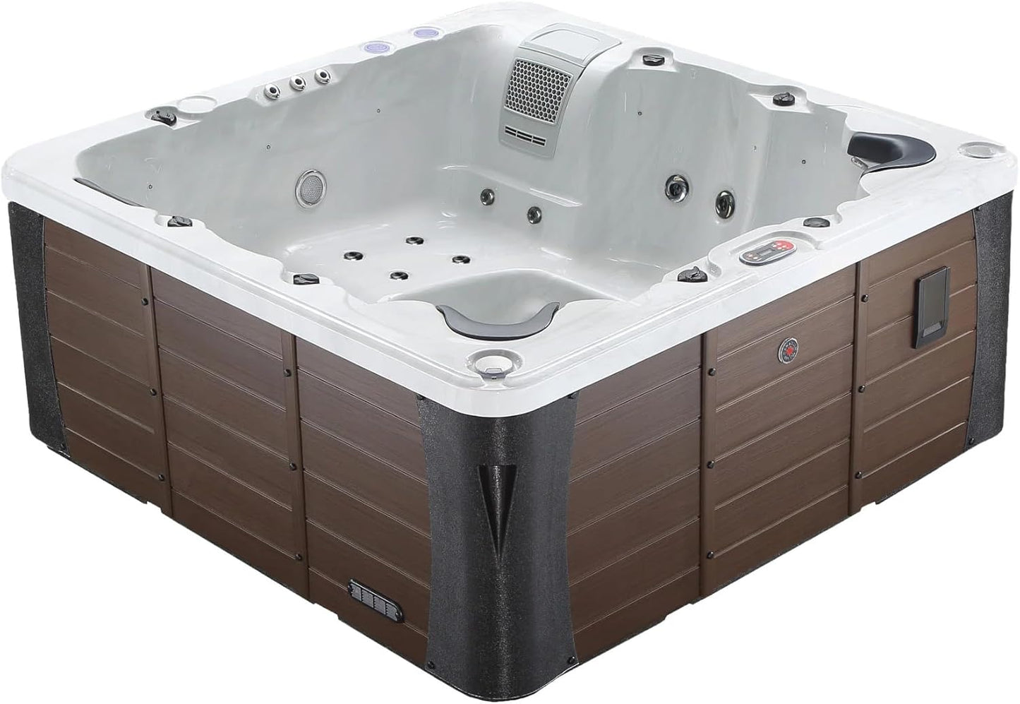 Erie AI Hot Tub | 6-Person 46-Jet Luxury Hot Tub | 213 x 213 cm LED Lighting, Built-in Bluetooth, Aromatherapy Canister, and Glacier Filtration