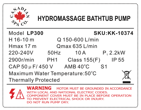 2.6" x 2" 4HP 1-Speed Pump LP300-I