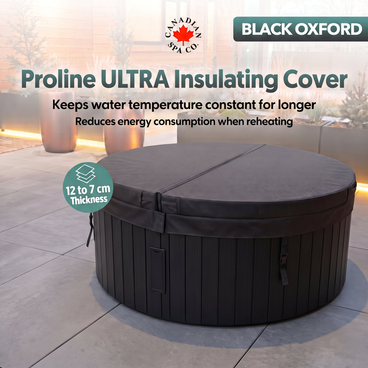 Proline ULTRA Round Hot Tub Cover - Oxford 600D BLACK