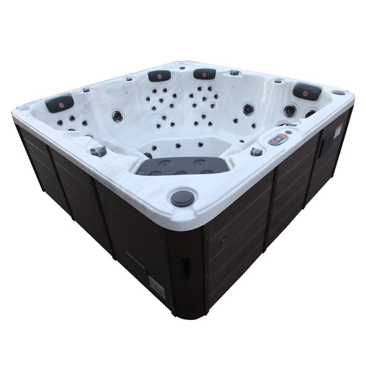 Canadian Spa Company_KH-10032_Vancouver_Square_6-Person_66 -Jet Hot Tub_Blackout Insulation_UV Light Water Care_Lounger