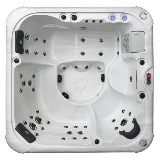 Canadian Spa Company_KH-10131_London SE_Square_6-Person_44 -Jet Hot Tub_Blackout Insulation_UV Light Water Care_Lounger