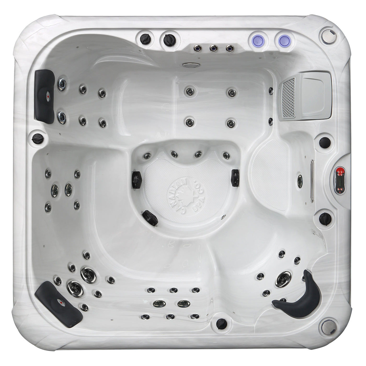 Canadian Spa Company_KH-10131_London SE_Square_6-Person_44 -Jet Hot Tub_Blackout Insulation_UV Light Water Care_Lounger