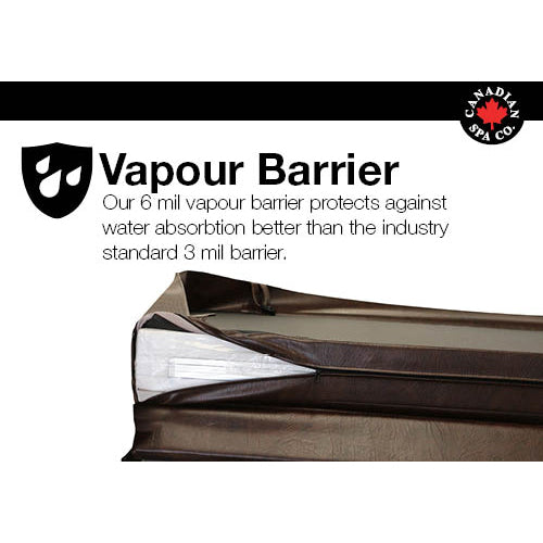 Canadian Spa Company_5”/3” Thick Tapered Spa Covers - Square 78” to 92”_8 locking straps_5” deep skirt_Drainage grommets_6 mil vapour barrier_Full steam seal_ Metal channel_Hot Tubs