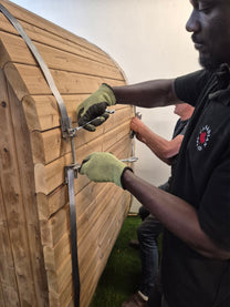 Outdoor oval sauna build and set-up service — Canadian Spa Company UK
