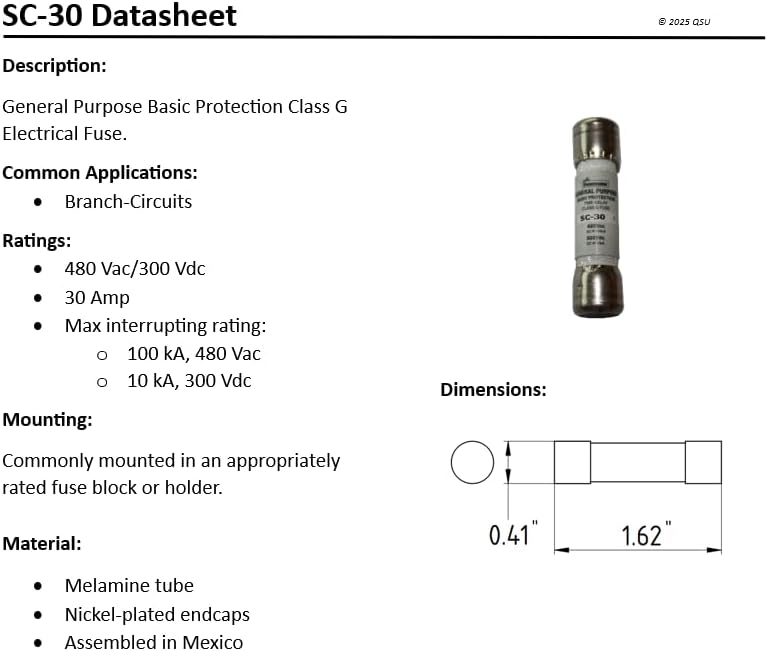 2 pack SC-30 SC30 (30 Amp) 30A 480Vac Bussmann Used in Spa Packs Balboa and Gecko