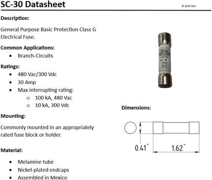 2 pack SC-30 SC30 (30 Amp) 30A 480Vac Bussmann Used in Spa Packs Balboa and Gecko