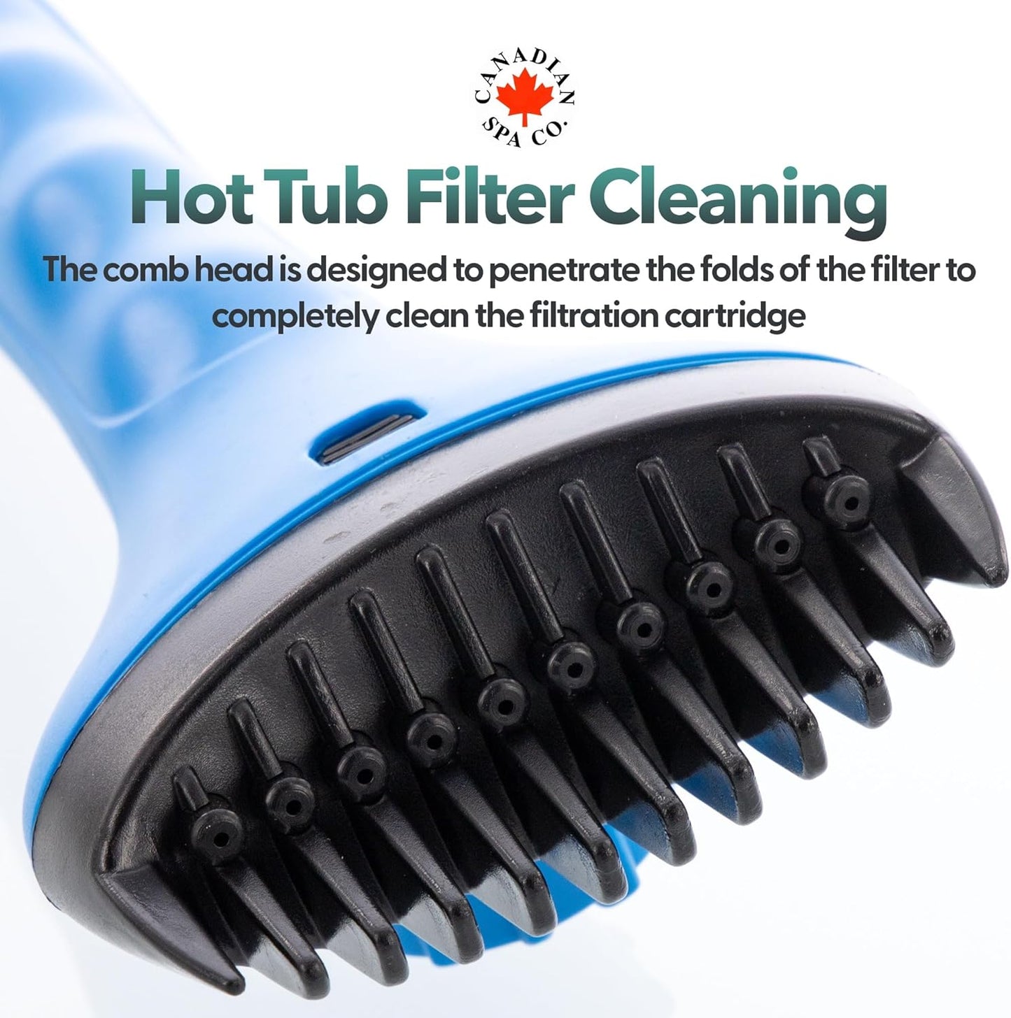 Easy use filter cleaning brush. Attach to garden hose with connector included.