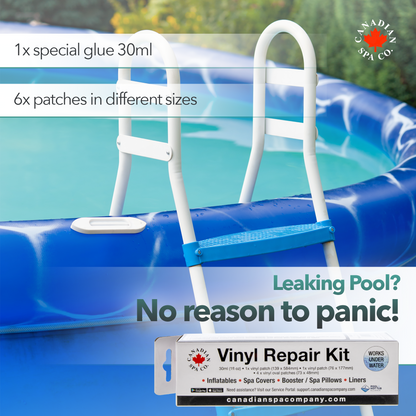 Canadian Spa Vinyl Repair Kit for Hot Tubs, Inflatable Spas and Above Ground Pools (Repair Patches, Glue and Application Tool)