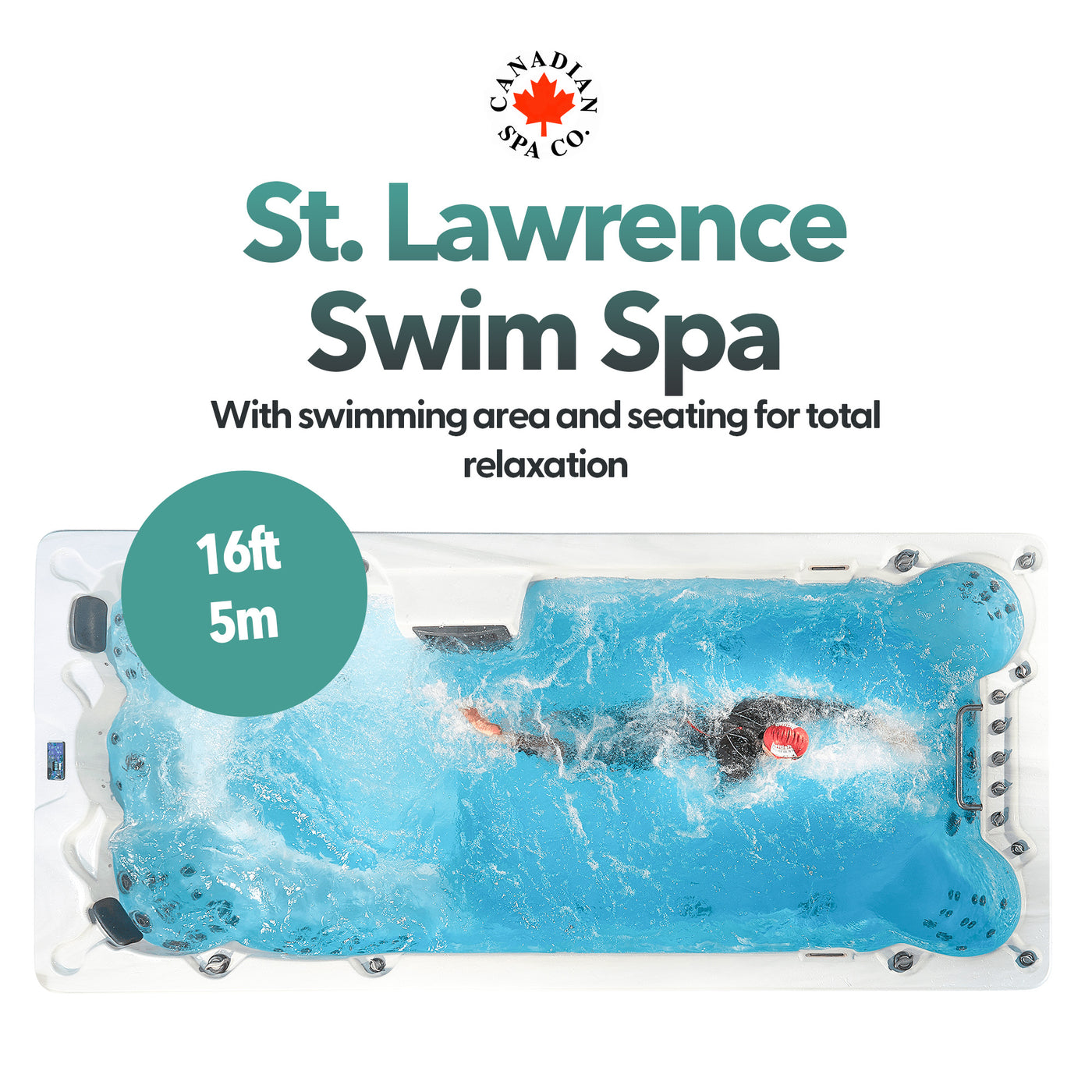 16ft XTrainer swim spa with hydrotherapy seating for UK home fitness and relaxation