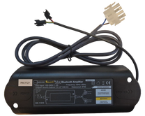 Black electronic device with wiring and connectors on a white background
