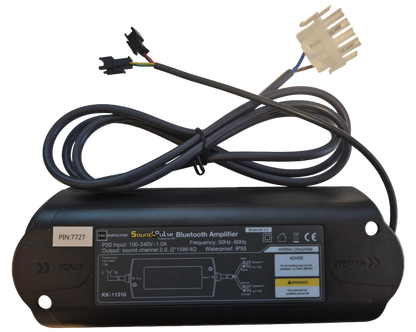 Black electronic device with wiring and connectors on a white background