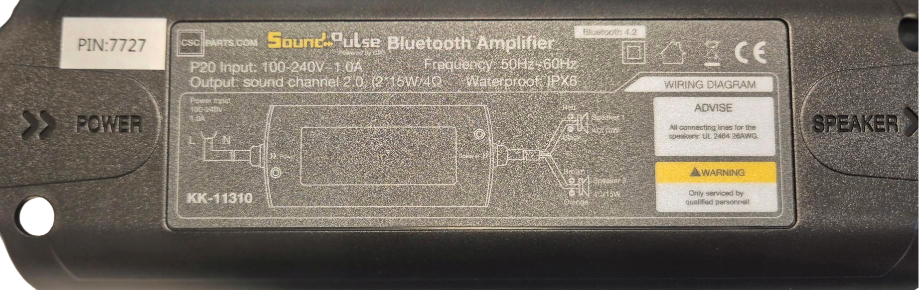 Black electronic device with text and symbols on a white background