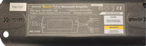 Black electronic device with text and symbols on a white background