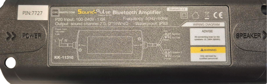 
Black electronic device with text and symbols on a white background