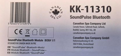 Black SoundPulse Bluetooth device packaging with label on a white background