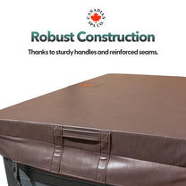 Factory replacement Brown cover for New Montreal / Calgary hot tub in coffee colour. Size 84 x 59 x R6 inches (213 x 150 x R16 cm)