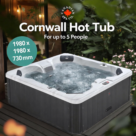 Cornwall AI Plug & Play Hot Tub | 5-Person 18-Jet 70 Nozzles 1980x1980x730mm