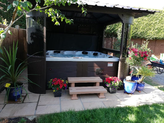 Mocha  Polymer PVC 2 Tier Portable Hot Tub Steps for Spa, Caravan, Camper