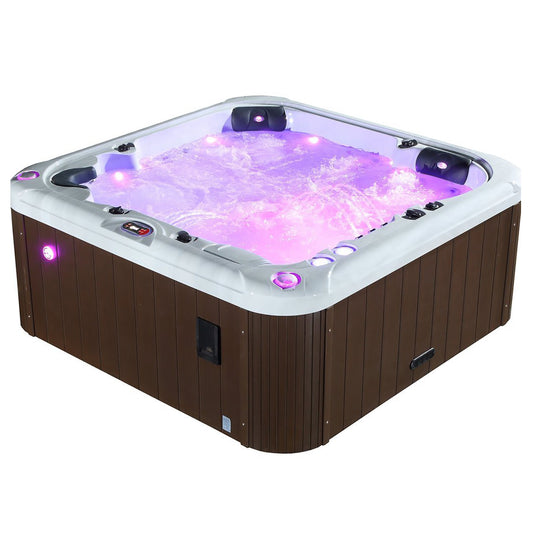 Canadian Spa Company_KH-10131_London SE_Square_6-Person_44 -Jet Hot Tub_Blackout Insulation_UV Light Water Care_Lounger