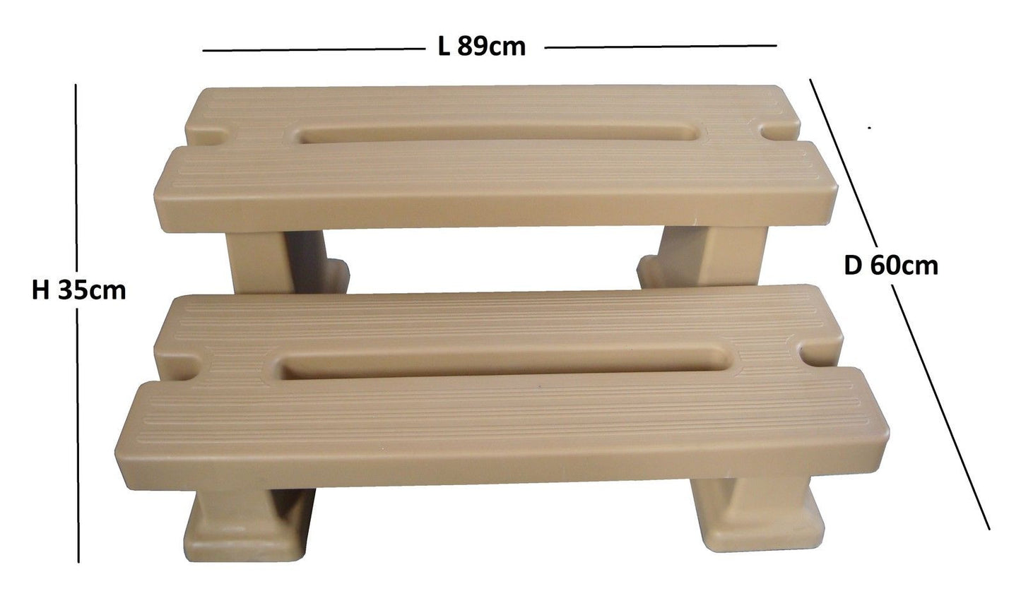 Ash Polymer PVC 2 Tier Portable Hot Tub Steps for Spa, Caravan, Camper