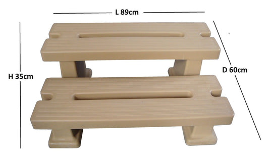 Ash Polymer PVC 2 Tier Portable Hot Tub Steps for Spa, Caravan, Camper